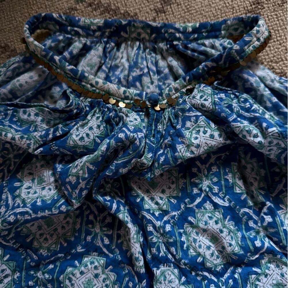 Marie Eiffel boho flowy cotton patterned tunic dress with sequin detail OS NWOT - Picture 12 of 13